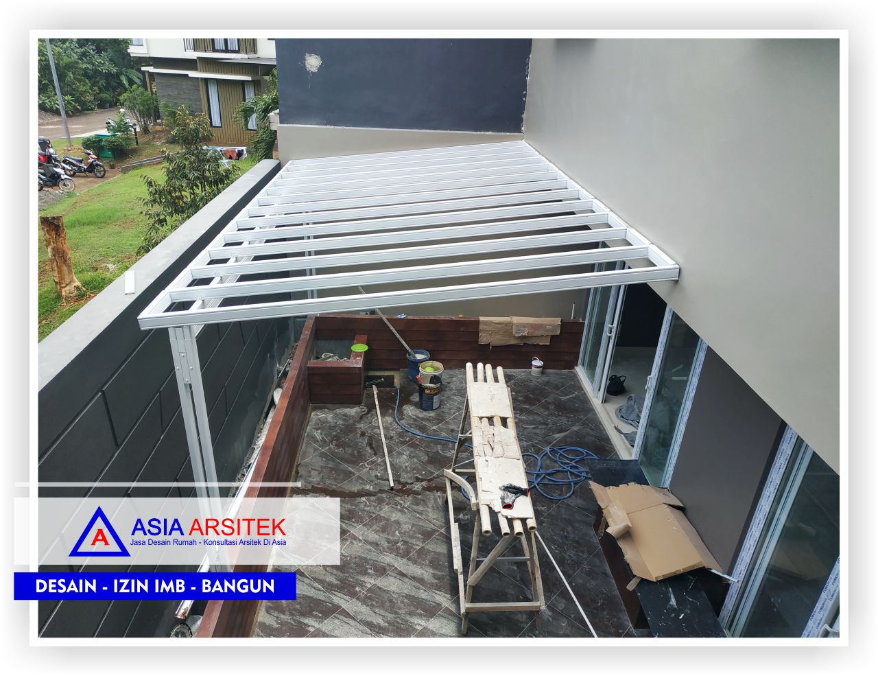 rangka atap area carport