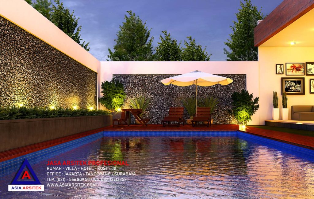 Desain Kolam Renang Rumah Tropis Modern Mewah