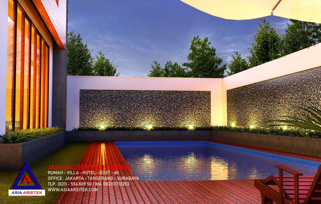 Desain Kolam Renang Rumah Tropis Modern Mewah