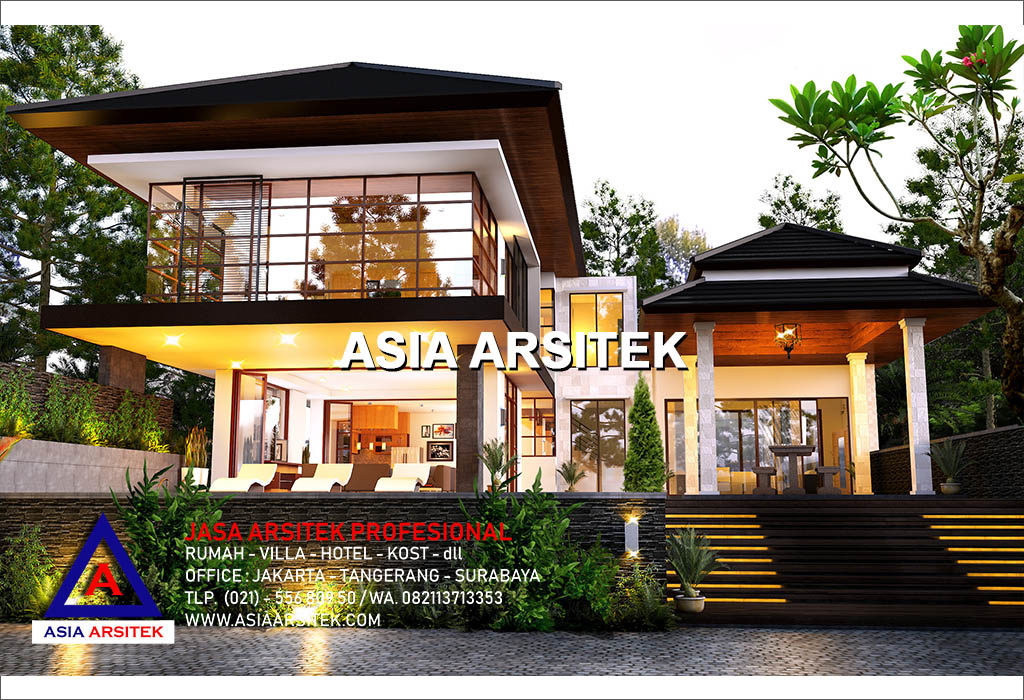 Jasa Arsitek Desain Rumah Mewah Tropis Villa Bali Di Puncak Bogor