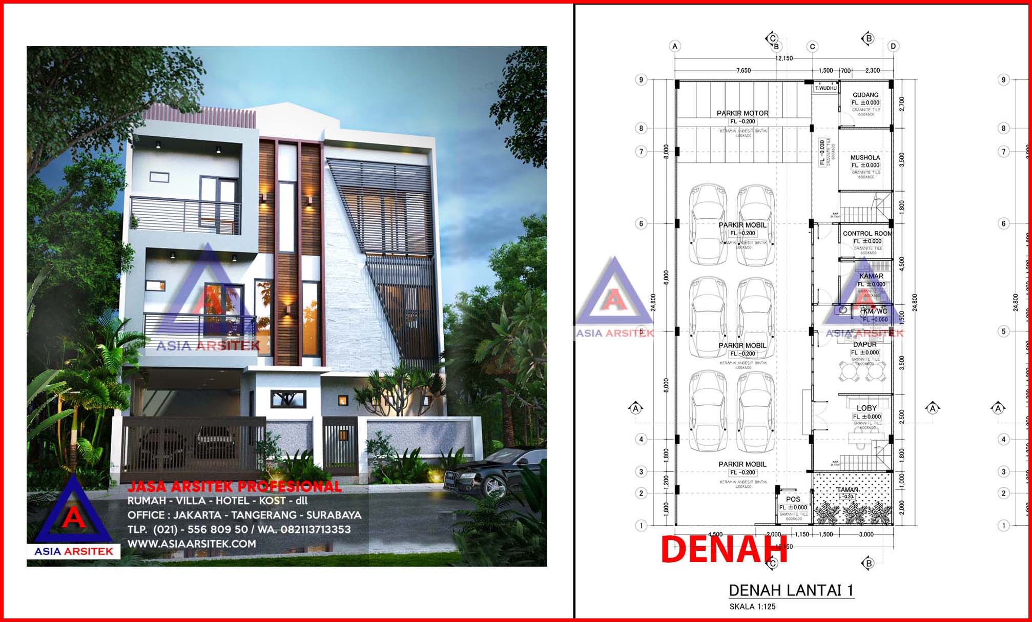 Jasa Arsitek Desain Membangun Rumah Kost 3 Lantai 18 Kamar Di Tangerang