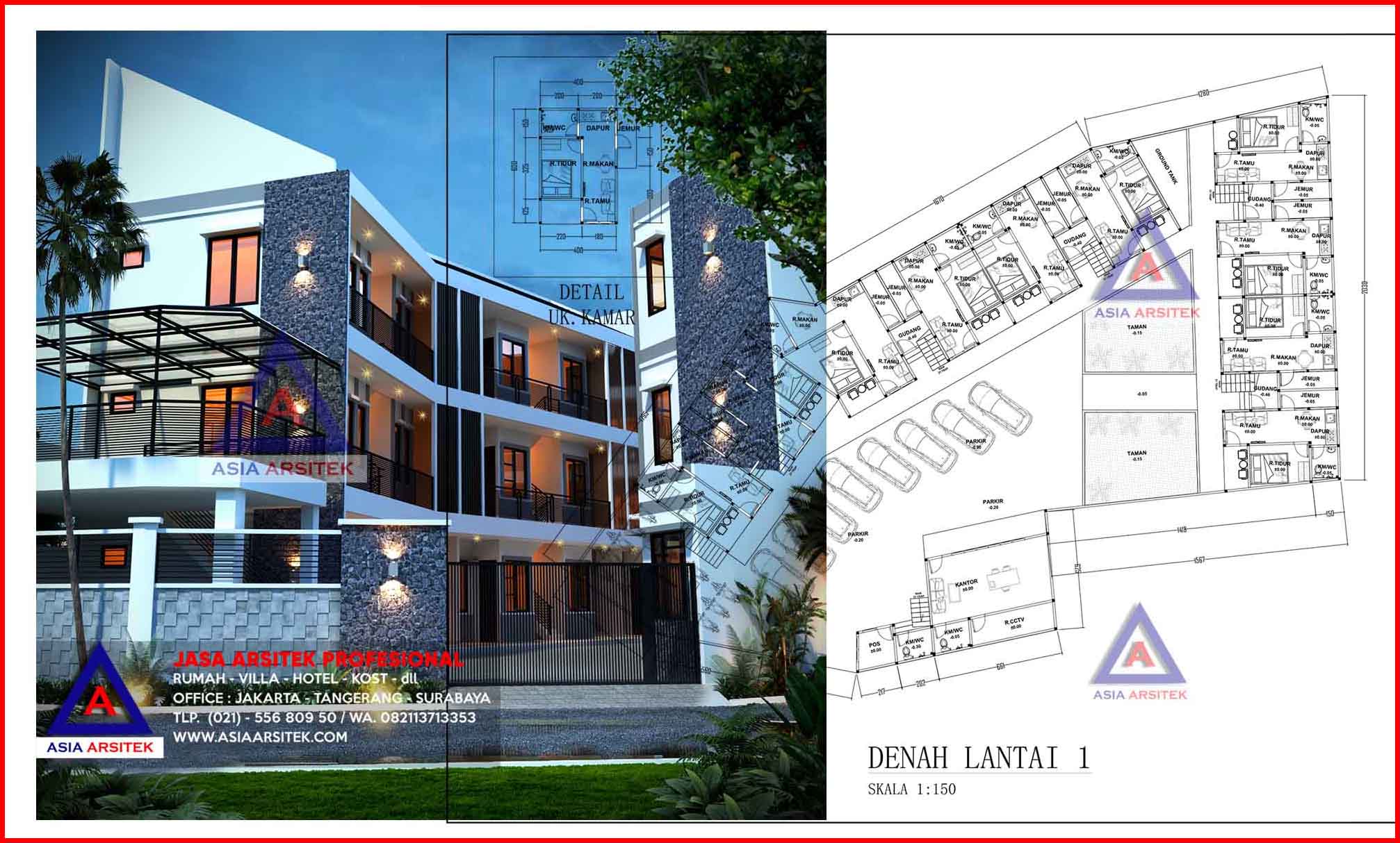 Jasa Desain Arsitek Membangun Rumah Kost Kontrakan 3 Lantai Di Karawaci Tangerang