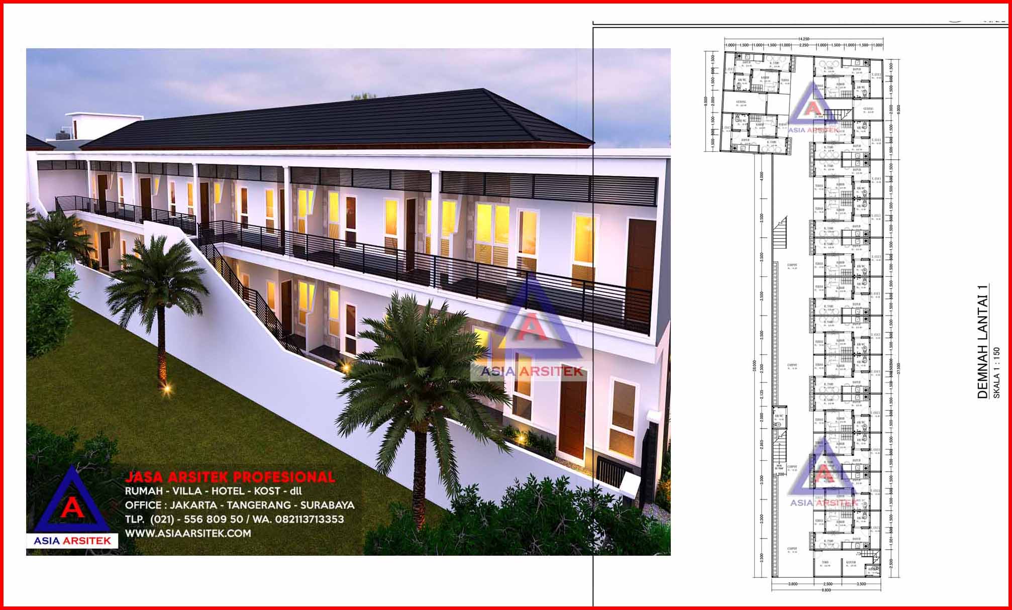 Jasa Desain Arsitek Murah  Rumah Kost Kontrakan 2 Lantai Di 