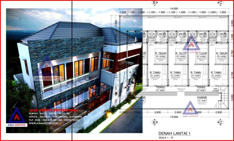 Jasa Gambar Desain Arsitek Kontrakan 3 Petak 2 Lantai Minimalis Bp Rudi Bekasi