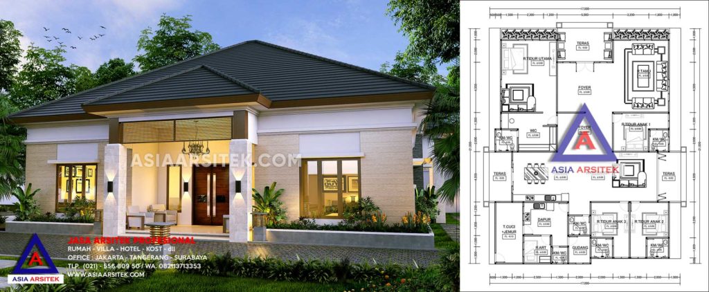 Jasa Arsitek Desain Rumah Bali Tropis 1 Lantai Bp Suryadi Di Pekanbaru Riau