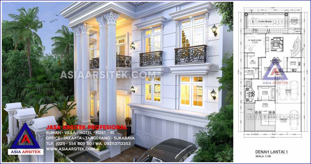 Jasa Desain Arsitek Rumah Mewah Classic Modern 2 Lantai Bp Syaiful Amin Rawamangun Jakarta Timur