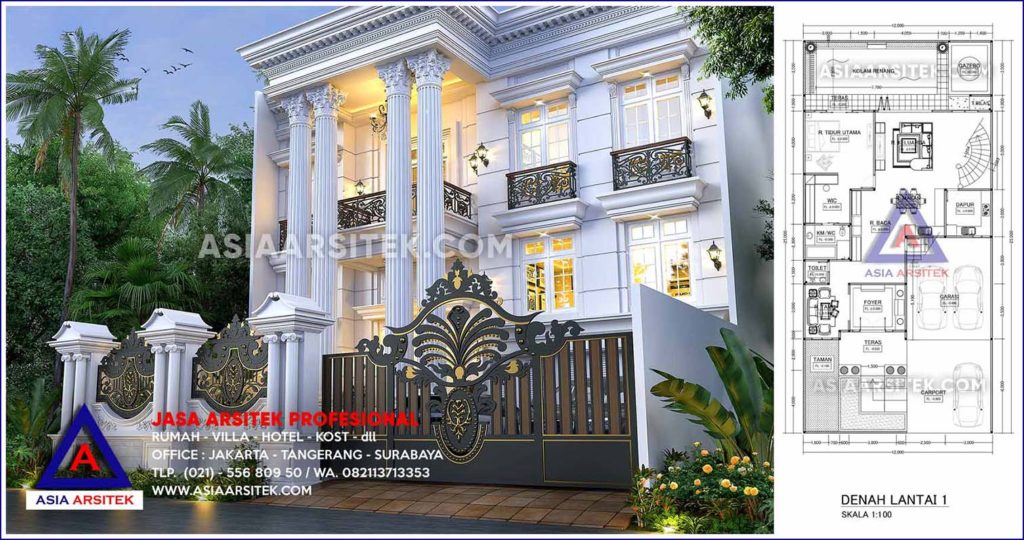 Jasa Desain Arsitek Rumah Mewah Classic Modern 2 Lantai Bp Syaiful Amin Rawamangun Jakarta Timur
