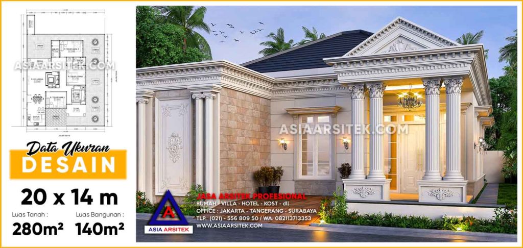 Jasa Gambar Rumah Classic Mewah 1 Lantai Di Cipondoh Tangerang Banten