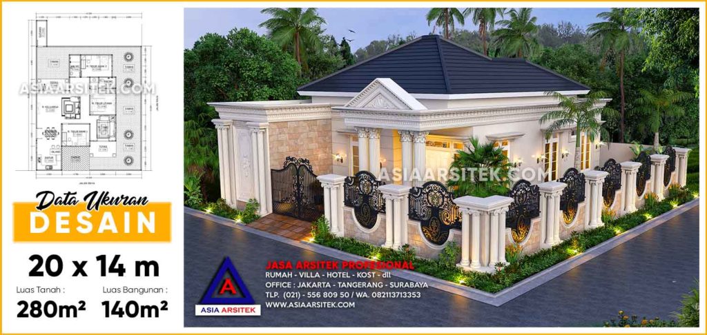 Jasa Gambar Rumah Classic Mewah 1 Lantai Di Cipondoh Tangerang Banten