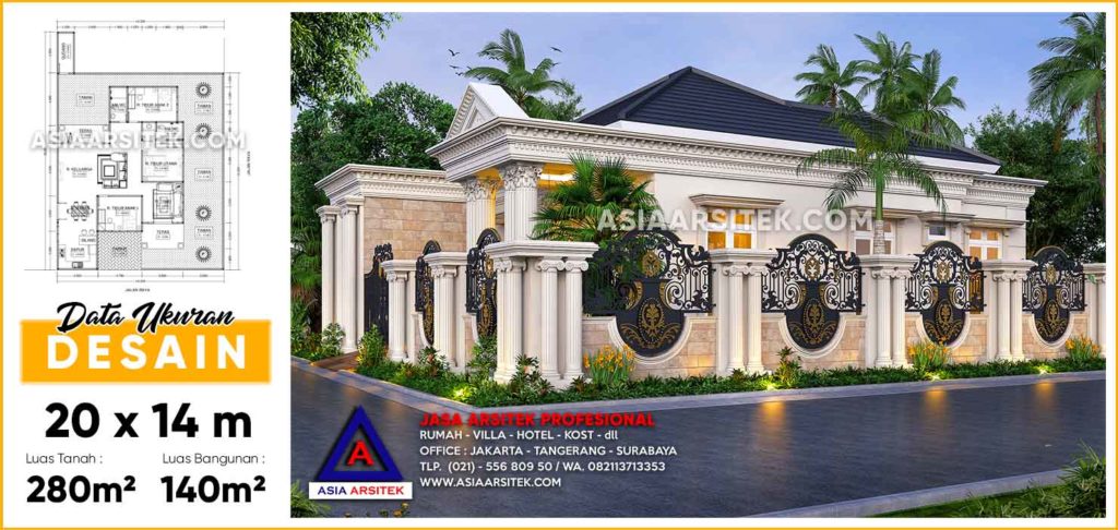 Jasa Gambar Rumah Classic Mewah 1 Lantai Di Cipondoh Tangerang Banten