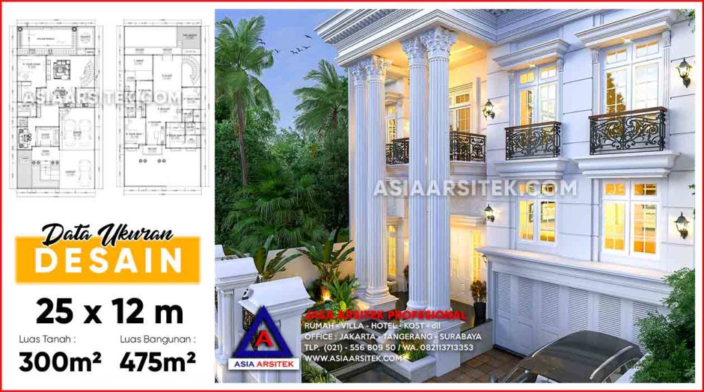 Jasa Gambar Rumah Mewah Classic Modern 2 Lantai Rawamangun Jakarta Timur