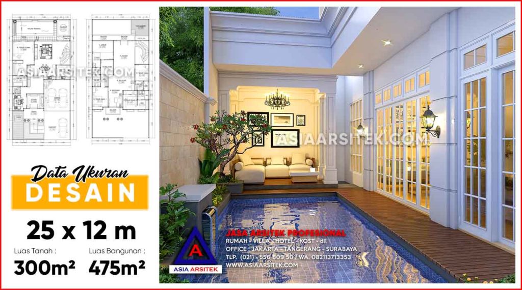 Jasa Gambar Rumah Mewah Classic Modern 2 Lantai Rawamangun Jakarta Timur