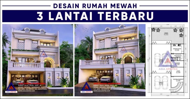 Desain Rumah Mewah 3 Lantai Panjang 20 x Lebar 10 m Terbaru 2020 2021