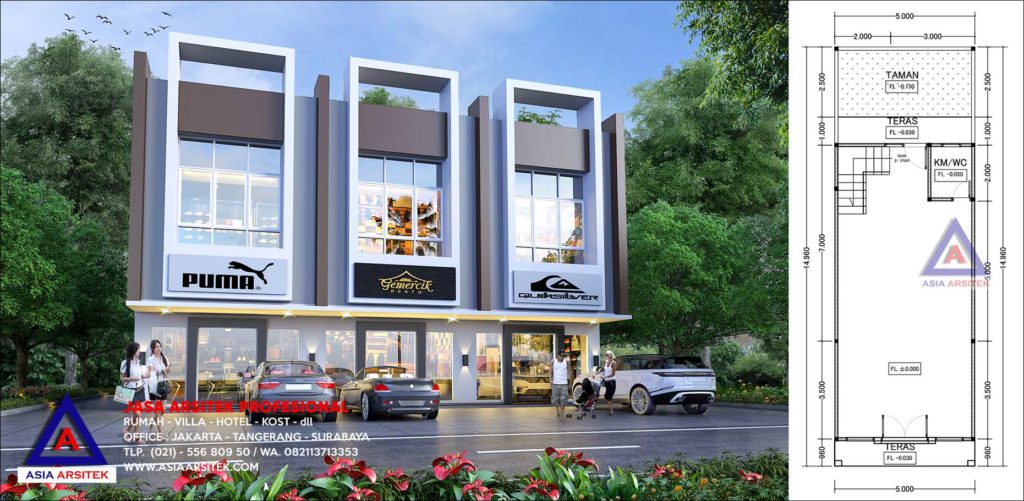 Jasa Arsitek Desain Ruko Minimalis 2 Lantai Di Kota Bandung Jawa Barat