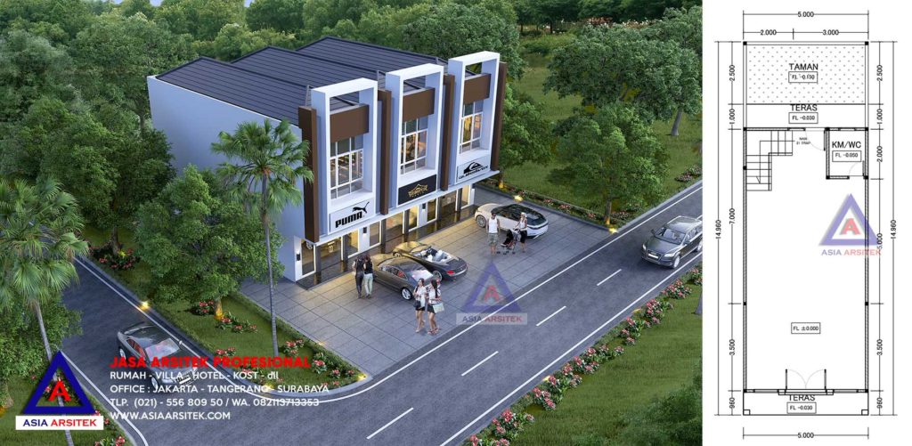 Jasa Arsitek Desain Ruko Minimalis 2 Lantai Di Kota Bandung Jawa Barat