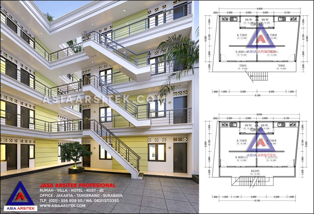 Desain Rumah Kost 4 Lantai 48 Kamar Di Jatibening Pondok Gede Bekasi