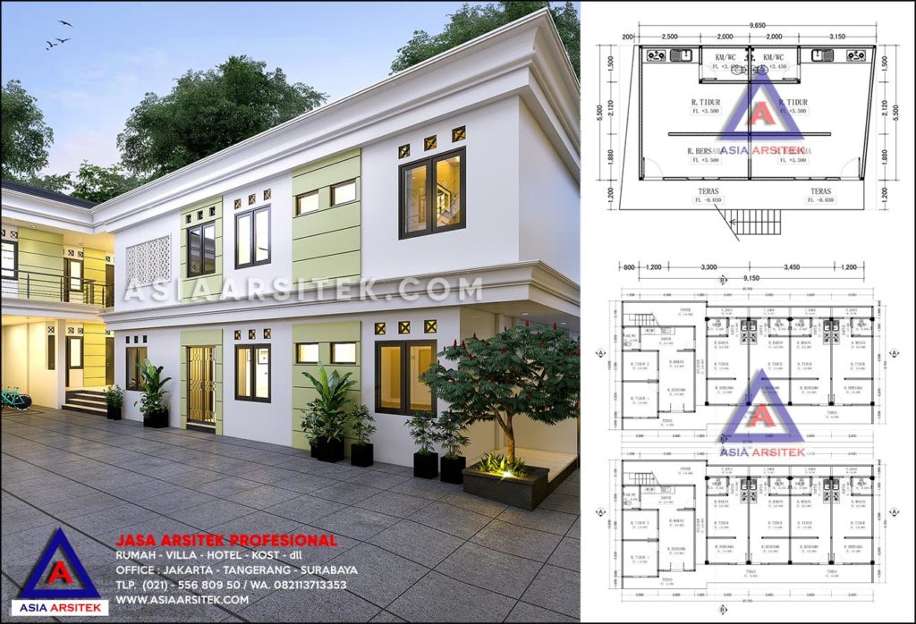 Desain Rumah Kost 4 Lantai 48 Kamar Di Jatibening Pondok Gede Bekasi