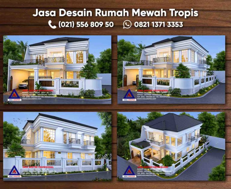 Jasa Desain Rumah Mewah 2 Lantai Tropis Bekasi