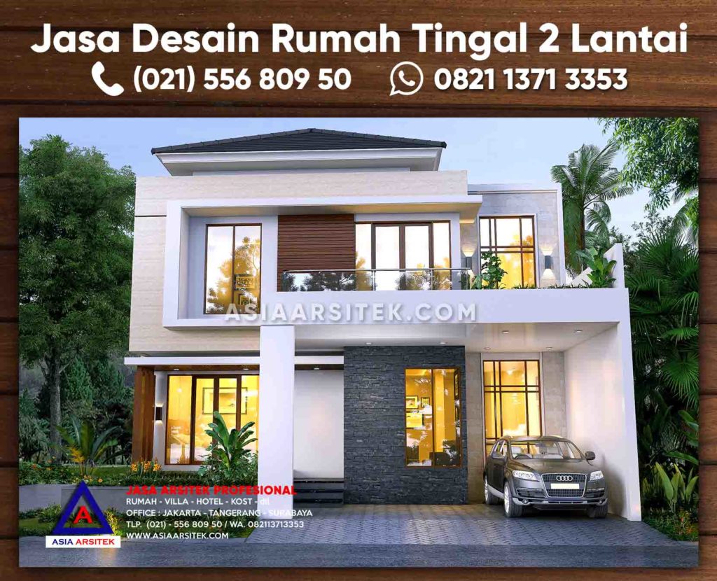 Jasa Desain Rumah Tinggal 2 Lantai Tropis Modern Tangerang Selatan