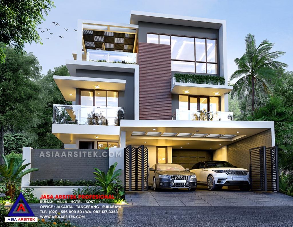 Jasa Desain Rumah Tinggal 3 Lantai Minimalis Modern Serpong Park Tangerang Selatan