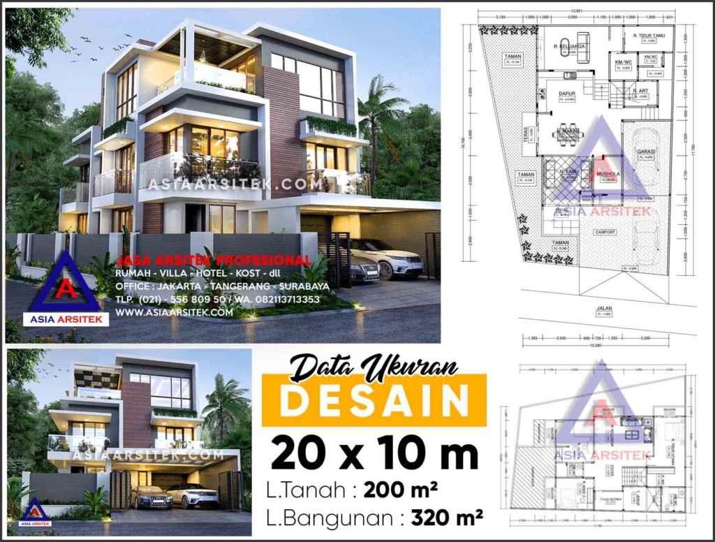 Jasa Desain Rumah Tinggal 3 Lantai Minimalis Modern Serpong Park Tangerang Selatan
