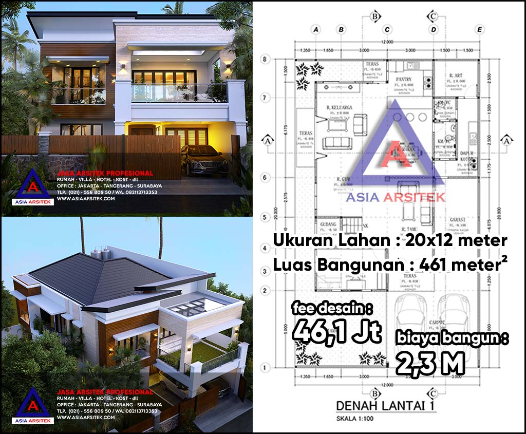 Jasa Arsitek Desain Gambar Rumah Tropis Mewah 3 Lantai Di Cluster Bukit Gladiola Jonggol Bogor Jawa Barat
