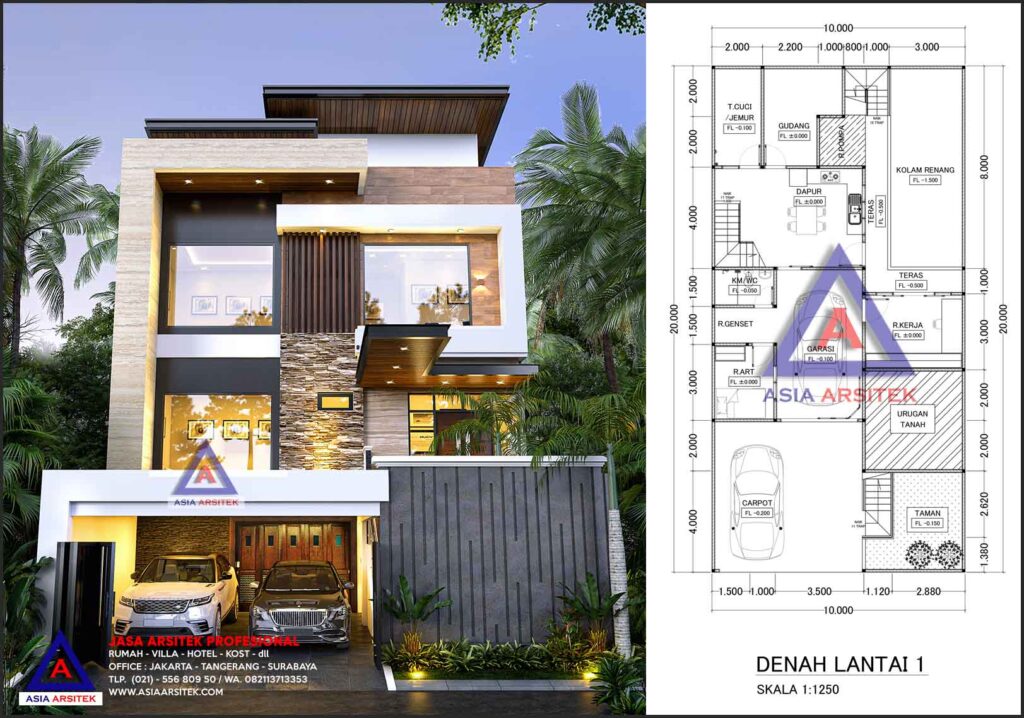 Jasa Arsitek Desain Rumah Minimalis Kontemporer 3 Lantai Di Pondok Hijau Golf Gading Serpong Tangerang