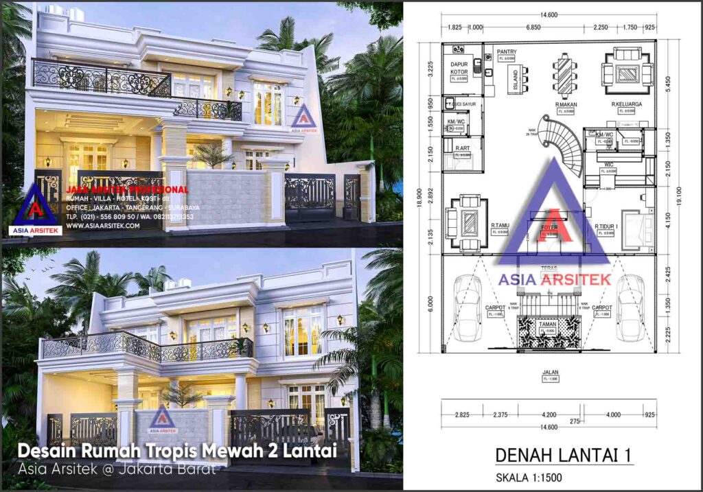 Jasa Arsitek Desain Rumah Tropis Mewah 2 Lantai Di Jelambar Jakarta Barat
