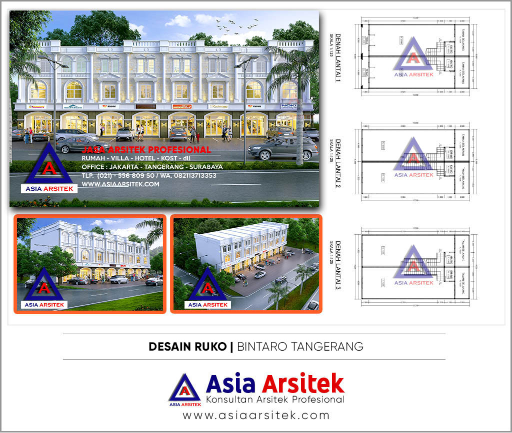 Jasa Desain Ruko 3 Lantai di Bintaro Tanggerang Selatan