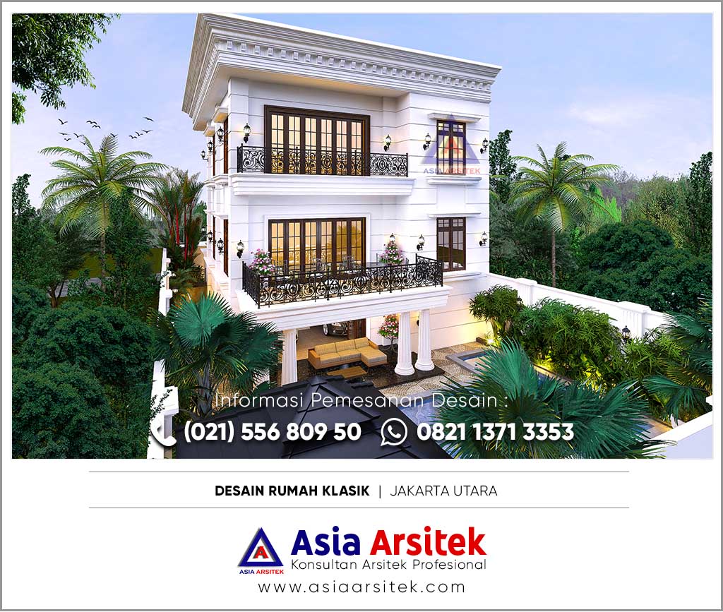 Jasa Desain Rumah Klasik Mewah Dengan Kolam Renang Jakarta Utara