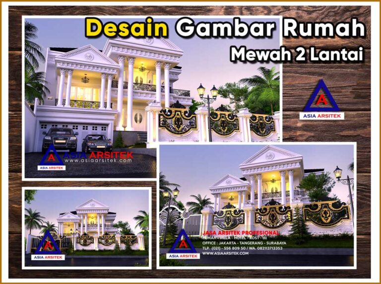 Desain Gambar Rumah Klasik Mewah 2 Lantai Ukuran Lahan 40x18 Meter