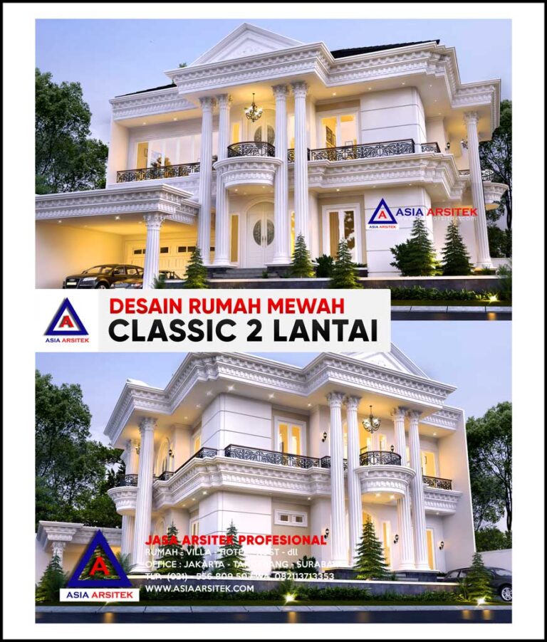 Desain Rumah Mewah Classic 2 Lantai di Lahan 29x26 Meter