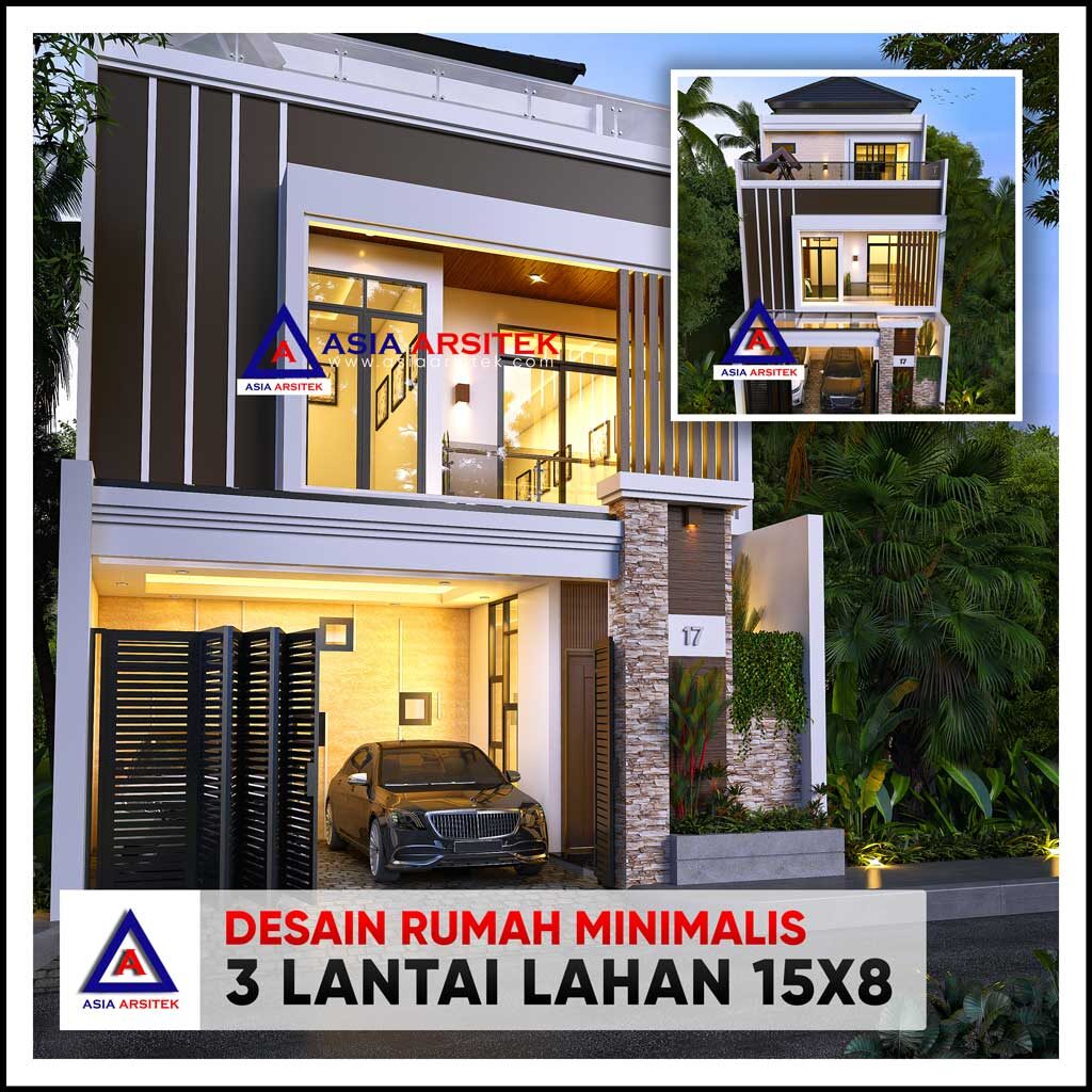 Desain Rumah Minimalis 3 Lantai di Lahan 15x8 Meter