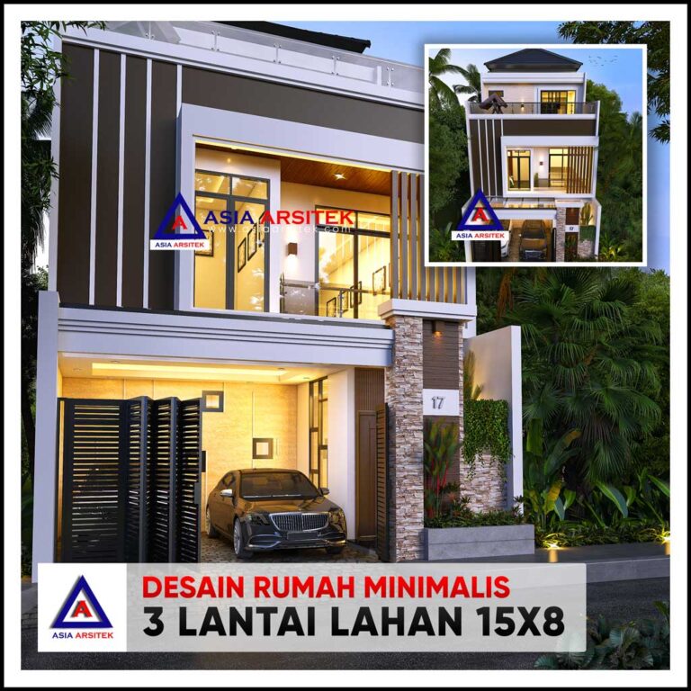 Desain Rumah Minimalis 3 Lantai di Lahan 15x8 Meter