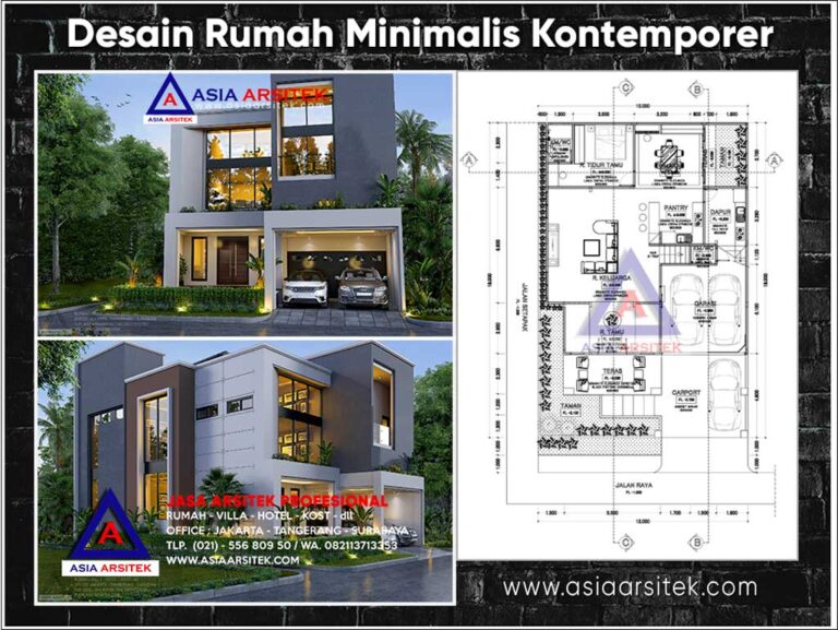 Desain Rumah Minimalis Kontemporer 2 Lantai Ukuran Lahan 18x12 Meter