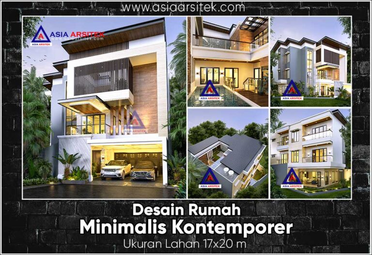 Desain Rumah Minimalis Kontemporer 3 Lantai Ukuran Lahan 17x20 Meter