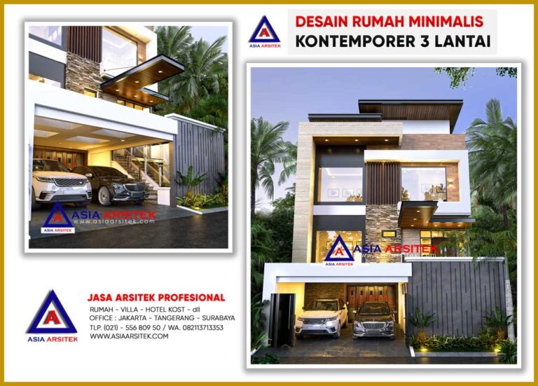 Desain Rumah Minimalis Kontemporer 3 Lantai di Lahan 20 x 10 Meter