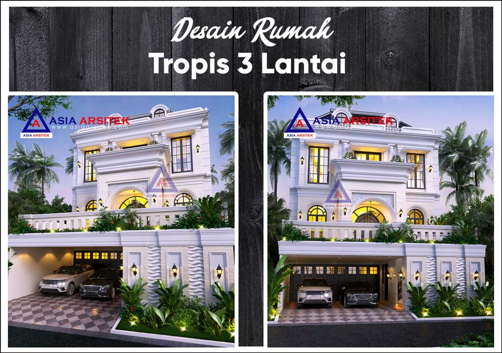 Desain Rumah Tropis 3 Lantai Ukuran Tanah 20x10 Meter