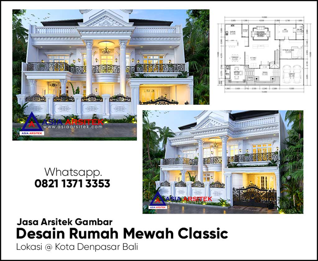 Jasa Arsitek Desain Gambar Rumah Classic 2 Lantai di Denpasar Bali