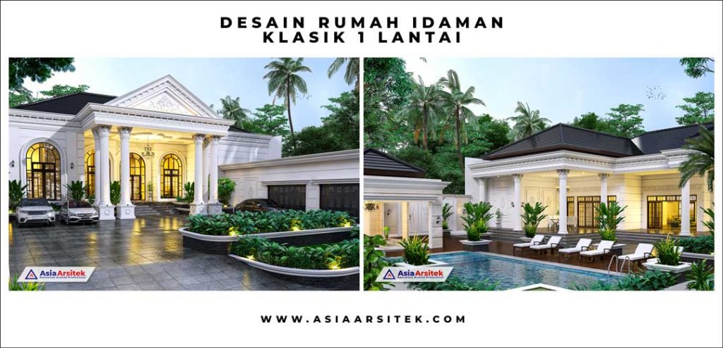 Jasa Arsitek Desain Rumah Mewah Classic 1 Lantai di Kota Depok Jawa Barat