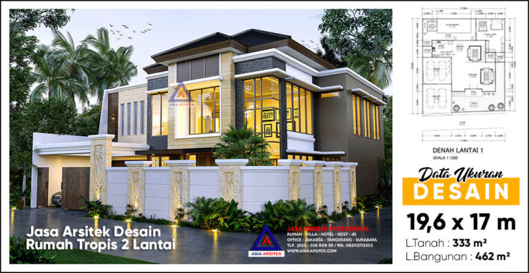 Jasa Arsitek Desain Rumah Mewah Tropis 2 Lantai di Cinere Kota Depok Jawa Barat