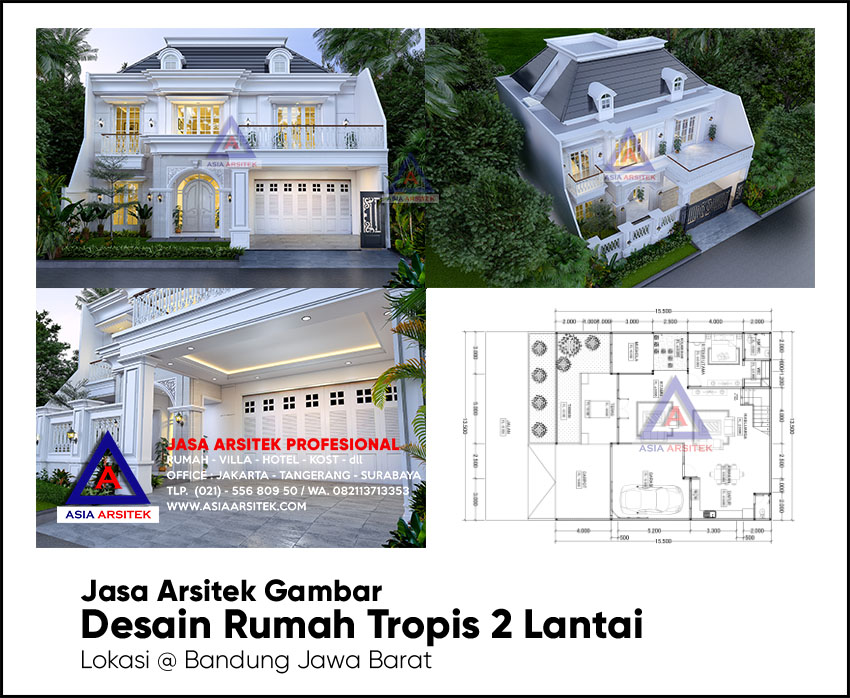 Jasa Arsitek Rumah Tropis 2 Lantai di Kota Bandung Jawa Barat