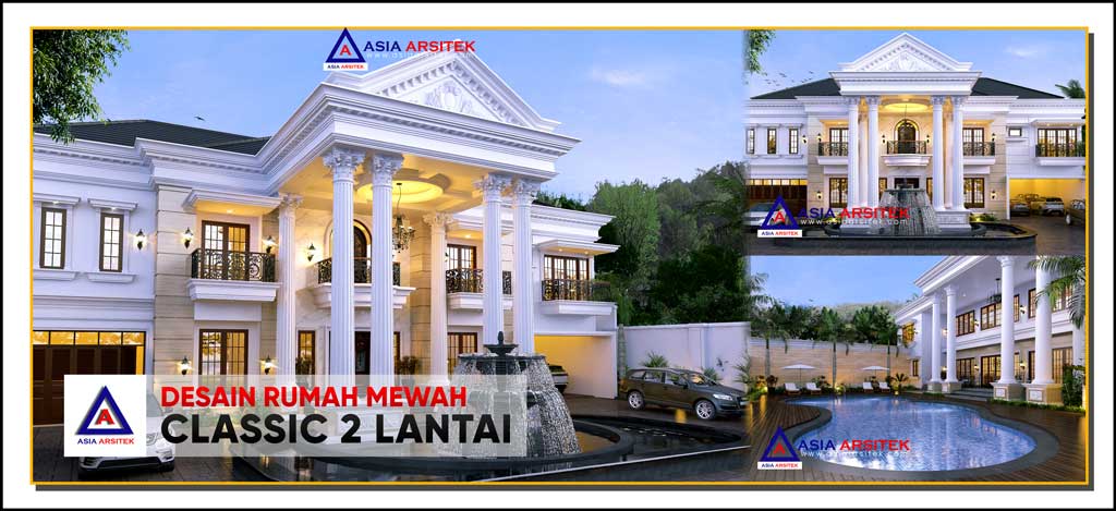 Desain Rumah Mewah Klasik 2 Lantai di Lahan 48 x 30 Meter