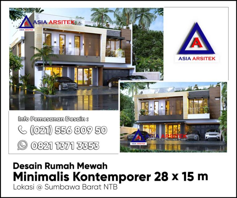 Desain Rumah Mewah Minimalis Kontemporer 28 x 15 m di Sumbawa Barat NTB