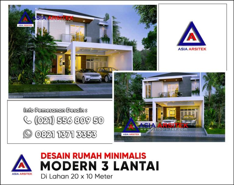 Desain Rumah Minimalis Modern 3 Lantai di Lahan 20 x 10 Meter