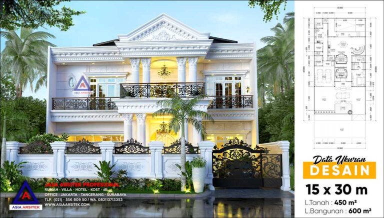 Jasa Arsitek Desain Rumah Classic Mewah 2 Lantai di Bengkulu Sumatera