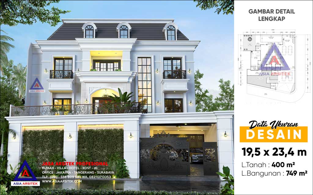 Jasa Arsitek Desain Rumah Mewah Tropis Modern 3 Lantai di Matraman Jakarta Timur