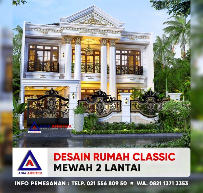 Desain Rumah Classic Mewah 2 Lantai 12 x 19 m di Kebayoran Lama Jakarta Selatan