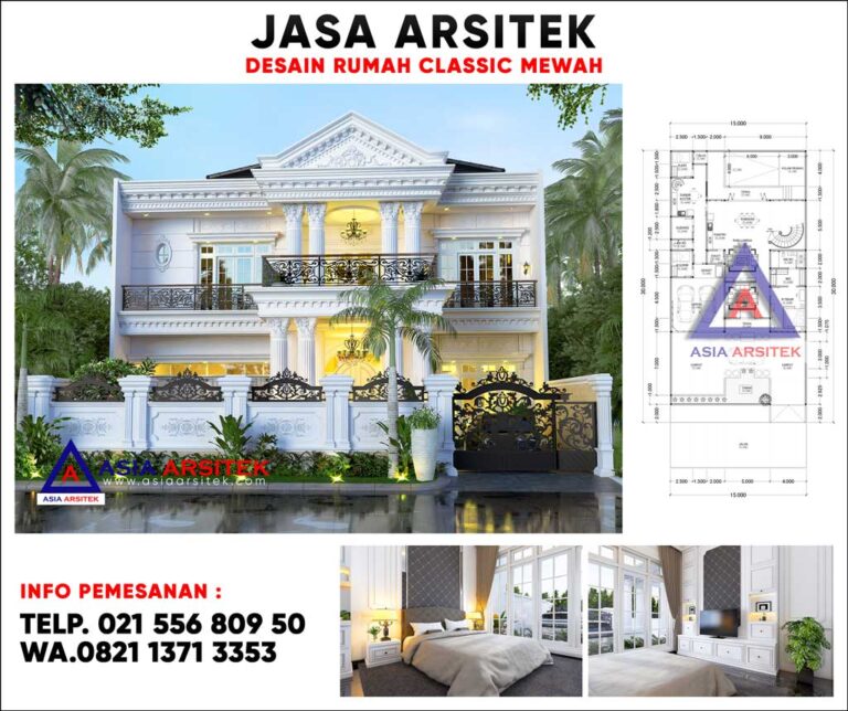 Desain Rumah Classic Mewah 2 Lantai Dengan Kolam Renang Di Bengkulu Sumatera