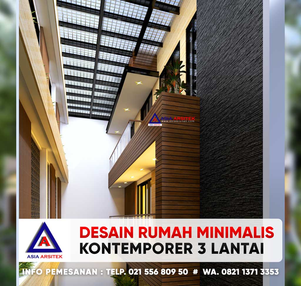 Desain Rumah Mewah Minimalis Kontemporer 3 Lantai Lebar Tanah 17 M Panjang 30 M di Ancol Jakarta Utara